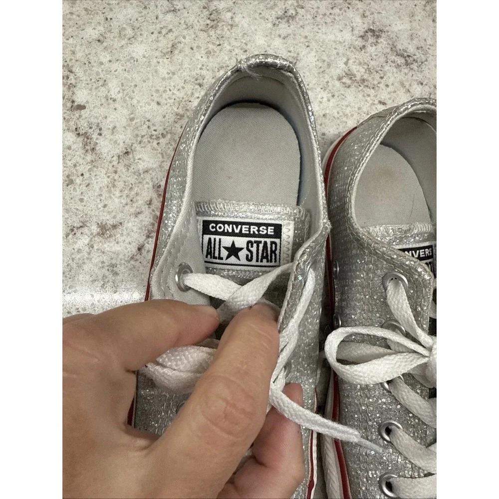 Converse All Star Chuck Taylor Shoes Junior Size 2 All Over Glitter Low Top
